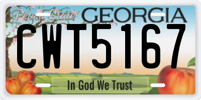 GA license plate CWT5167