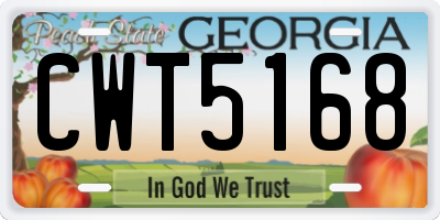 GA license plate CWT5168