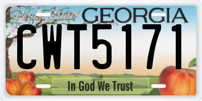 GA license plate CWT5171
