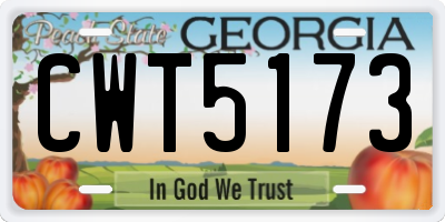 GA license plate CWT5173