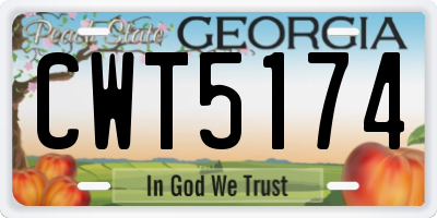 GA license plate CWT5174