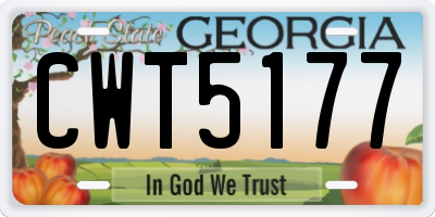 GA license plate CWT5177