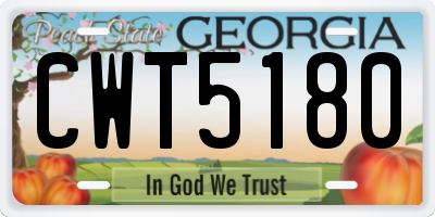 GA license plate CWT5180