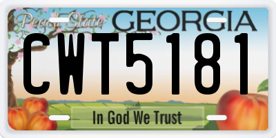 GA license plate CWT5181