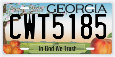 GA license plate CWT5185