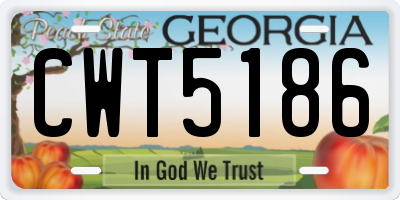 GA license plate CWT5186