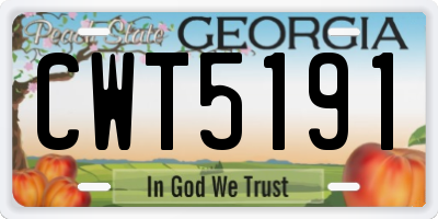 GA license plate CWT5191