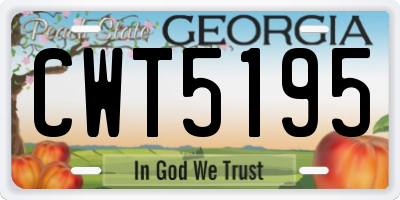 GA license plate CWT5195