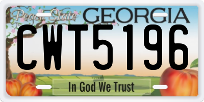GA license plate CWT5196