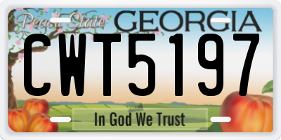 GA license plate CWT5197