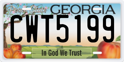 GA license plate CWT5199