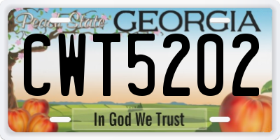 GA license plate CWT5202