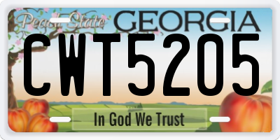 GA license plate CWT5205