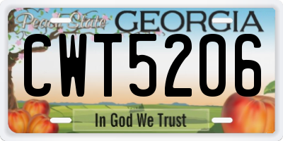 GA license plate CWT5206