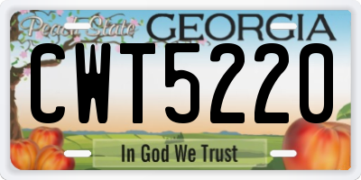 GA license plate CWT5220
