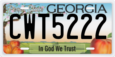 GA license plate CWT5222