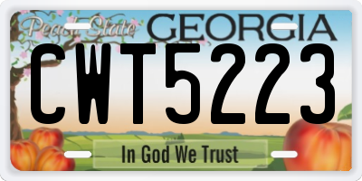 GA license plate CWT5223