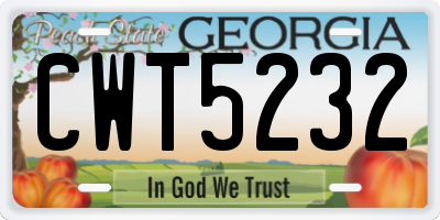GA license plate CWT5232