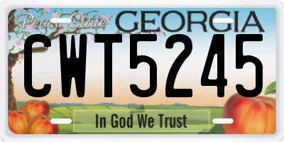 GA license plate CWT5245