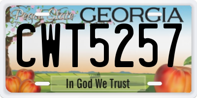 GA license plate CWT5257