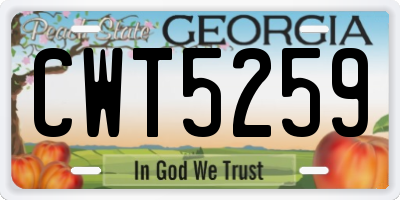 GA license plate CWT5259