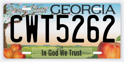 GA license plate CWT5262