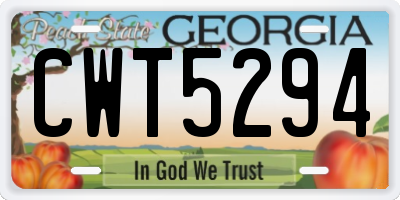 GA license plate CWT5294