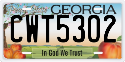 GA license plate CWT5302