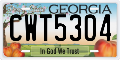 GA license plate CWT5304