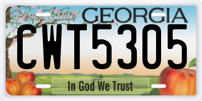 GA license plate CWT5305
