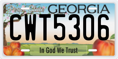 GA license plate CWT5306