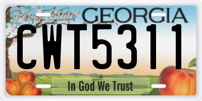 GA license plate CWT5311