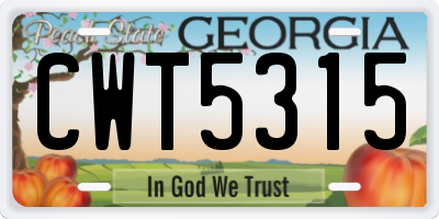 GA license plate CWT5315
