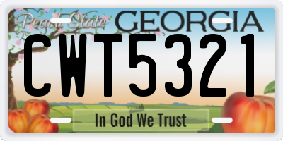 GA license plate CWT5321
