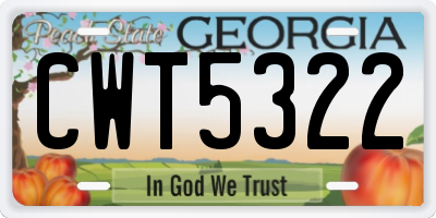 GA license plate CWT5322