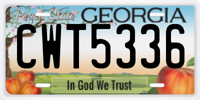 GA license plate CWT5336