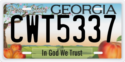 GA license plate CWT5337