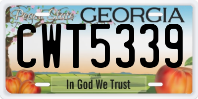 GA license plate CWT5339