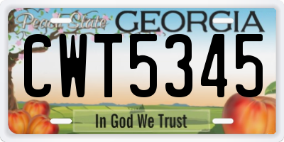 GA license plate CWT5345