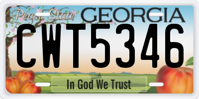 GA license plate CWT5346