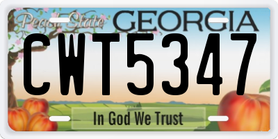 GA license plate CWT5347