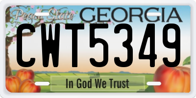 GA license plate CWT5349