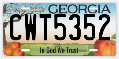 GA license plate CWT5352