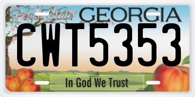 GA license plate CWT5353