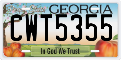 GA license plate CWT5355