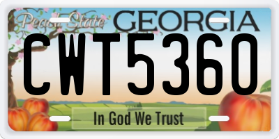 GA license plate CWT5360