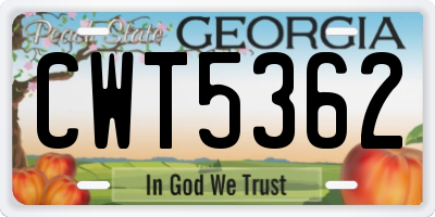 GA license plate CWT5362