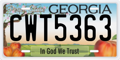 GA license plate CWT5363