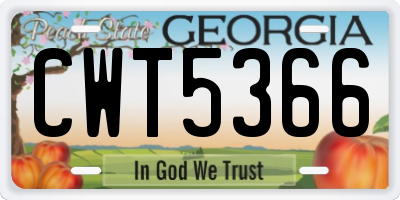 GA license plate CWT5366