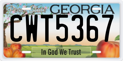 GA license plate CWT5367